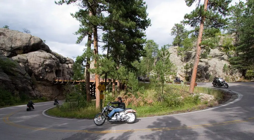 Bikers Riding Through the Black Hills in South Dakota
