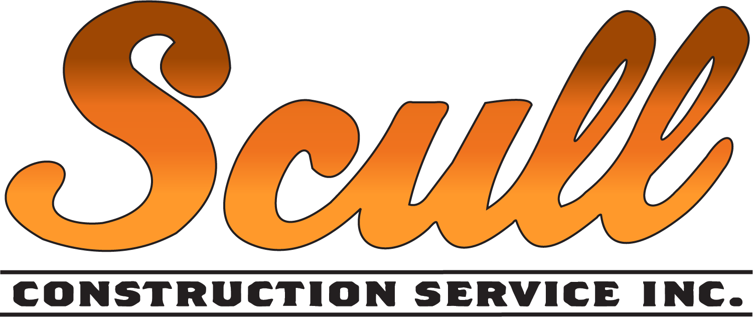 Logo for Scull Construction with Black Text