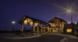 Custer-Hospital-Construction-CMAR-Healthcare-Front-Entrance-Night