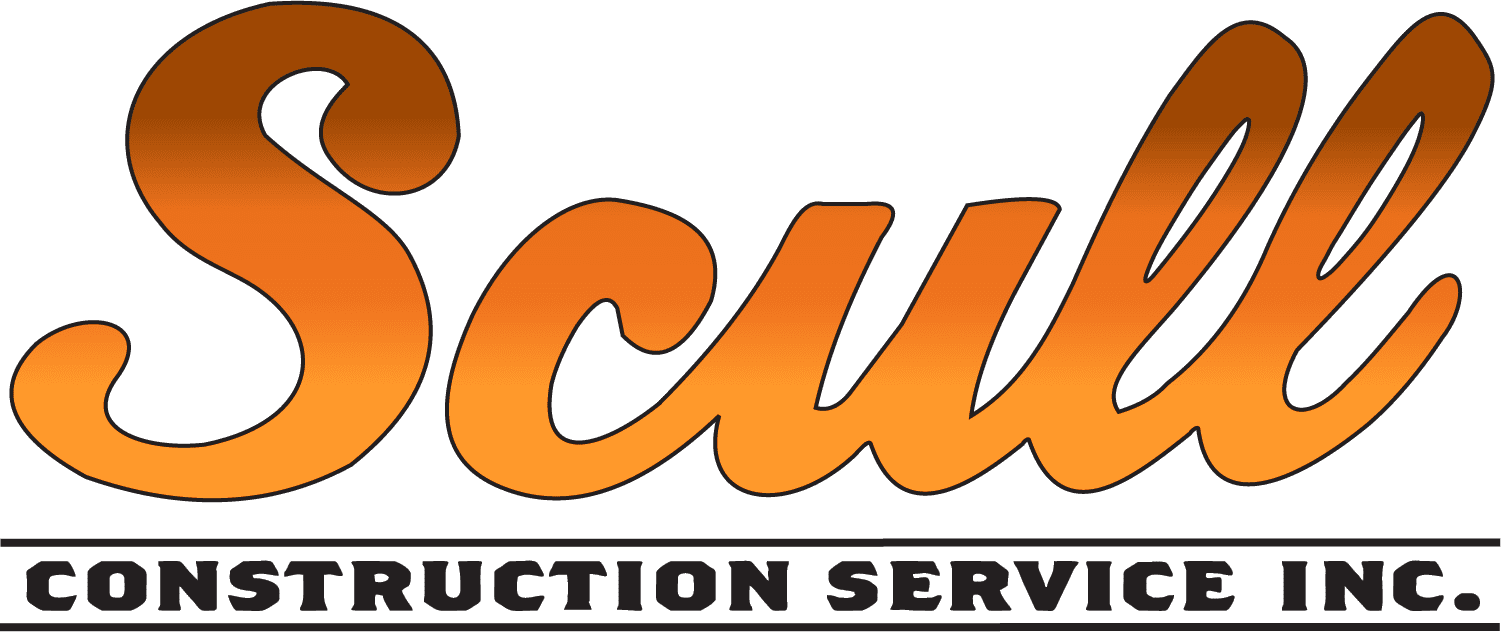 Logo for Scull Construction with Black Text
